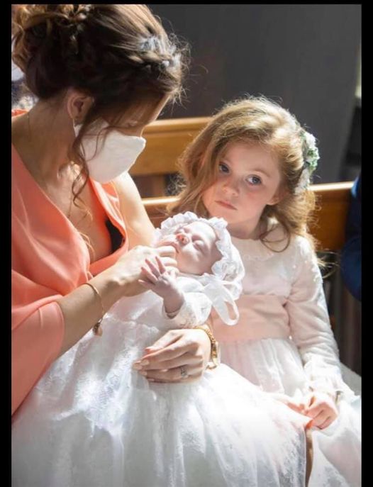 Irish Satin and Lace Christening Gown and Bonnet.